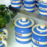 TG Green Cornish Blue Sugar & Tea Storage Containers - Pottery for the Kitchen or as Gifts